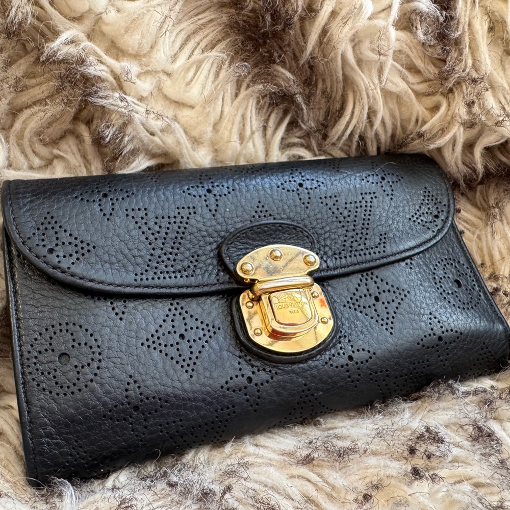 Louis Vuitton Black and Gold Embossed Wallet